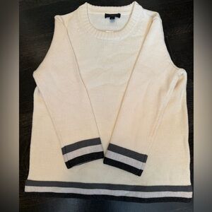 J. Crew Cream Cozy 3/4 sleeve sweater with gray and black accents XS NWT